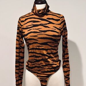 ASOS Black and Brown Animal Print Bodysuit